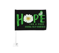 Hope For A Cure - Fermaglio per finestra con fiore per la consapevolezza della paralisi cerebrale, per auto, bandiere, protezione solare, decorazione, striscione bifacciale da 12 x 18 pollici per cam
