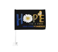 Hope For A Cure - Fermaglio per finestra con fiore per la consapevolezza della sindrome di Down, per auto, bandiere, protezione solare, decorazione, striscione bifacciale da 12 x 18 pollici per camio