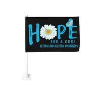 Hope For A Cure - Fermaglio per finestra con fiore per la sensibilizzazione su asma e allergie, per auto, bandiere, protezione solare, decorazione, striscione bifacciale da 12 x 18 pollici per camion
