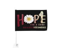 Hope For A Cure - Fermaglio per finestra con fiore per la sensibilizzazione sul cancro alla testa e al collo, per auto, bandiere, protezione solare, decorazione, striscione bifacciale da 12 x 18 poll