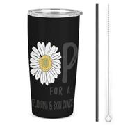 Hope for A Cure Melanoma & Skin Cancer Awareness Flower Bicchiere termico in acciaio inossidabile da 20 once, tazza da viaggio per auto a doppia parete sottovuoto con coperchio e cannuccia per uomini
