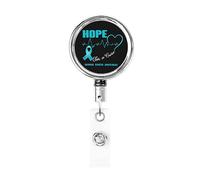Hope for A Cure Ovarian Cancer Awareness Bobina porta badge in metallo resistente, porta badge retrattile con clip da cintura per porta badge identificativo dipendente insegnante