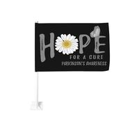 Hope For A Cure Parkinson's Awareness Flower Clip per finestra per auto, bandiere, protezione solare, decorazione, striscione bifacciale da 12x18 pollici per camion