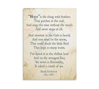 Hope Is The Thing With Feathers Print Emily Dickinson Poetry Art Poster Literary Decor For Study Living Room(Unframed,12x18inch(30x45cm))