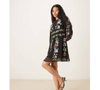 Hope & Ivy Petite - Vestito corto accollato nero ricamato 48
