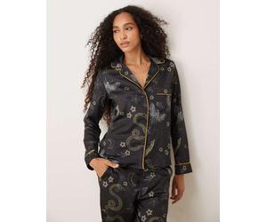 Hope & Ivy - Pigiama in raso blu navy con stampa celestiale composto da top e pantaloni 46