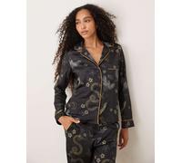 Hope & Ivy - Pigiama in raso blu navy con stampa celestiale composto da top e pantaloni 48