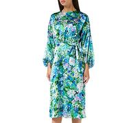 Hope & Ivy The Arielle Abito Midi Floreale in Raso con Maniche A Blouson Vestito per Occasioni Speciali, Blu/Verde, 44 Donna