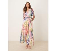 Hope & Ivy - Vestito lungo avvolgente con stampa a tema marino multicolore e manica con volant 48