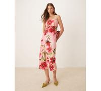 Hope & Ivy - Vestito midi longuette a fascia rosa a fiori con fiocco sul retro 48