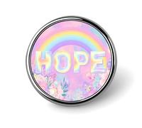 Hope - Spilla rotonda color arcobaleno pastello per uomo e donna, alla moda, per colletto, giacca, zaino, accessori