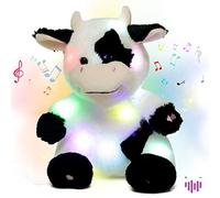 Hopear Musica LED riempie la luce della mucca fino a Cantare peltro giocattolo Volume regolazione Culla Animata Regali di compleanno Soothe per ragazzi ragazze da 1 a 3 anni, 33 cm
