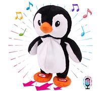 Hopearl Bambola cantante parlante ripete quello che dici, giocattolo animato interattivo elettrico, amico di peluche, festa di compleanno per bambini, 19 cm (Penguin)