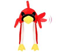 Hopearl Cappello cardinale con orecchie che si muovono saltando pop-up, cappello in peluche da fattoria, per vacanze, cosplay, regalo divertente per bambini, ragazzi e ragazze, rosso, 55 cm