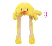 Hopearl Cappello d'anatra con orecchie mobili - cappello sbalzante pop-up bussante in peluche per animali da fattoria, festività, cosplay e travestimento - divertente regalo per bambini, giallo, 56 cm