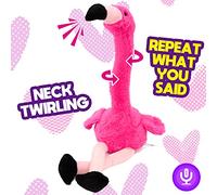 Hopearl Fenicottero parlante ripetutamente rotante, interattivo, giocattolo animato, regalo per bambini, festa di compleanno, vacanze, rosa, 33 cm