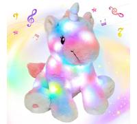 Hopearl Giocattolo musicale a LED con unicorno, luce colorata sul canto, giocattolo regolabile, Lullaby animato, regalo di compleanno per bambini, Toddler Girls, arcobaleno, 30,5 cm