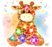 Hopearl Giraffa farcita musicale a LED che cantano peluche giocattolo regolabile volume Lullaby Animata Calma festa di compleanno per bambini piccoli ragazzi ragazze arancione 28 cm