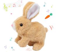 Hopearl Hopping Rabbit Interactive Electronic Pet Plush Bunny Toy with Sounds and Movements Animated Walking Wiggle Ears Twitch Nose Gift for Toddlers Birthday, Brown, 7''