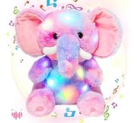 Hopearl LED Musicale Farcito Agnello Illuminazione Pecora Canto Peluche Giocattolo Regolabile Volume Lullaby Animato Regali di Compleanno Calmo per Bambini Neonato Ragazza Beige 28cm