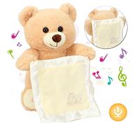 Hopearl Peek A Boo Bear con coperta di sicurezza, interattiva, ripetuta cosa si dice di peluche orsacchiotto giocattolo musicale cantare parlare animali ripieni adorabili animali elettrici, beige, 28