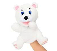 Hopearl Peluche a forma di orso bianco con bocca aperta e mobile per gioco fantasioso, gioco di ruolo, giocattolo interattivo per narytelling insegnamento puppet teatro, regalo per bambini, 29 cm