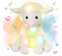 Hopearl Peluche a LED musicale di agnello di Pasqua, pecora, canto di peluche, regolazione del volume, per bambini, bambini, ragazze, bianco, 28 cm