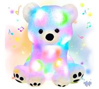 Hopearl Peluche musicale a LED con orso polare, con regolazione del volume, per bambini e bambine, bianco, 28 cm