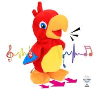 Hopearl Talking Parrot Repeats What You Say Pappagallo Parlante che Ripete la Voce e Cammina, Giocattolo Elettrico Interattivo, Peluche Animato Regalo Compleanno, Rosso, 20 cm