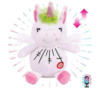 Hopearl Talking Unicorn ripete quello che dici annuire giocattoli animati interattivi elettrici parlare peluche Buddy Festival di compleanno per i bambini, 19 cm (Unicorn)