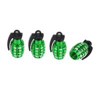 HOPESPANNER Coprimozzo Valvola Pneumatico Decorativo Verde Piccola Stile Granata Coperture Antipolvere Valvola Pneumatico 7x29mm Lega di Alluminio Plastica 4 Pezzi