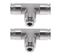 HOPESPANNER Raccordi ad aria Push to Connect 3/8"x1/4"x3/8" Tipo T Connettore rapido per linea d'aria riduttore in acciaio inossidabile 304 2 pezzi Tono argento