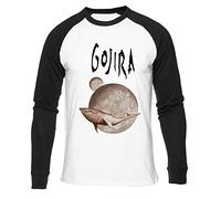 Hopestly Gojira from Mars To Sirius Maglietta da Baseball Unisex da Donna Uomo Bianca Girocollo Manica Lunga Cotone Organico Tee T-Shirt Unisex White