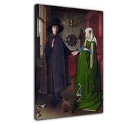 HOPHEMA Jan Van Eyck - Ritratto dei coniugi Arnolfini - Stampa artistica su tela - Decorazione da parete per camera da letto (20x30cm-Incorniciata)