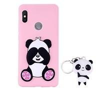 HopMore Compatibile con Cover Xiaomi Redmi Note 7 / Note 7 PRO Silicone Morbide Disegni 3D Divertenti Gomma Morbido Custodia Antiurto Protettiva Case Caso Molle con Portachiavi - Panda Rosa