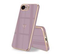 HopMore Cover per iPhone 16e Custodia Morbido Silicone Protezione Case, Antiurto Ultra-Sottile Custodia per iPhone 16e con Motivo Amore Cuore, Sakura Viola