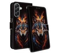 HopMore Cover per Samsung Galaxy A36 5G Custodia a Libro in Pelle PU con Porta Carte Magnetica Portafoglio Flip Case Antiurto con Creativo Aesthetic Modello Disegni per Samsung A36 5G, Lupo B