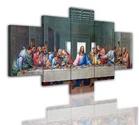 HOPNRU 5 Pezzi L'Ultima Cena Wall Art Picture Da Vinci Renaissance Religioso Poster Stampa Tela Pittura Modern Home Restaurant Decor (totale 55H x100W(cm)-Incorniciato)