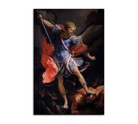 HOPNRU Arcangelo Michele Sconfitto Satana Pittura a olio Poster Rinascimentale romantico Immagine artistica da parete Stampa su tela Poster decorativo (40x60cm-Senza Cornice)