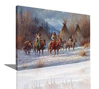 HOPNRU Capo tribale indiano nativo americano e caccia al cavallo Igloo Art Painting Wall Art Picture Canvas Poster Stampa Modern Home Living Room Office Decor Poster (30x45cm-Incorniciata)