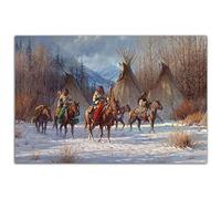 HOPNRU Capo tribale indiano nativo americano e caccia al cavallo Igloo Art Painting Wall Art Picture Canvas Poster Stampa Modern Home Living Room Office Decor Poster (50x75cm-Senza Cornice)