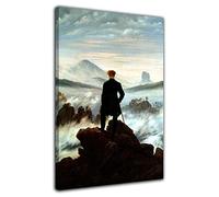 HOPNRU Caspar David Friedrich Il vagabondo sopra il mare di nebbia Poster Quadro su Tela Pittura Moderna Casa Camera da letto Decor Murale (30x45cm-Incorniciata)