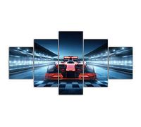 HOPNRU F1 Formula Racing Wall Art Pictures 5Pieces F1 Racing Poster Stampa su tela Pittura Camera Estetica per la casa moderna Ragazzi Decorazione camera da letto (Totale 55H x100W(cm)-Senza Cornice)