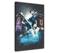 HOPNRU Lionel Messi Poster Giocatore di Calcio Jersey Wall Art Quadro Pittura Moderna Casa Soggiorno Ragazzi Camera da Letto Decor (30x45cm-Incorniciata)
