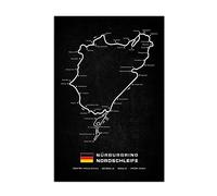 HOPNRU Nurburgring North Ring Map Poster Wall Art Picture Print Canvas Art Painting Modern Family Living Room Study Room Decoration Mural (30x45cm-Senza Cornice)