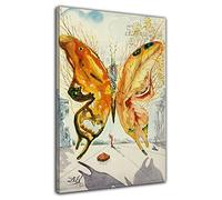 HOPNRU Salvador Dali Surrealismo Tela Arte Pittura Farfalla Poster Stampa Wall Art Immagine Moderna Casa Soggiorno Decorazione Murale (20x30cm-Incorniciata)