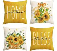 Hopomoon Set di 4 federe decorative per divano, sedili auto, motivo floreale, 45 x 45 cm, decorazione per la casa primavera-estate