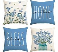 Hopomoon Set di 4 federe per cuscini da 45 x 45 cm, con stampa floreale, per divano, seggiolino auto, decorazione per la casa primaverile ed estate, stile fresco e minimalista
