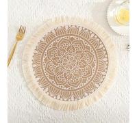 Hopomoon Set di 4 tovagliette bianche con frange per tavolo da pranzo, 38 x 38 cm, stile vintage, decorazione semplice e degna di Instagram