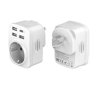 Hoppac Adattatore Presa Americana Tipo B 5 in 1 con 3 USB-A e 1 USB-C | Presa AC e quattro porte USB, per USA, Canada, Messico e viaggi, ricarica 5 dispositivi, senza convertitore